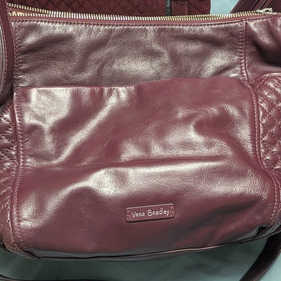 Vera Bradley cross body maroon quilted leather bag and matching purse - Picture 2 of 5